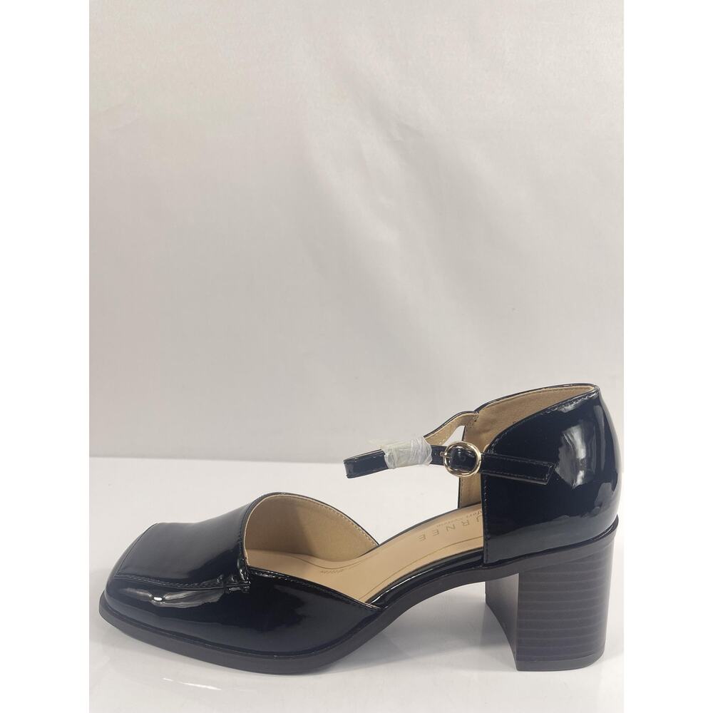 Journee Collection Evangeline Shoes Womens Size 8 Black Patent Block Heel Dorsay